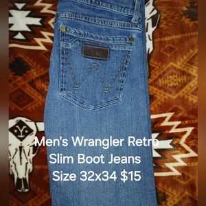 Wrangler Men's Retro Blue Bootcut Jeans